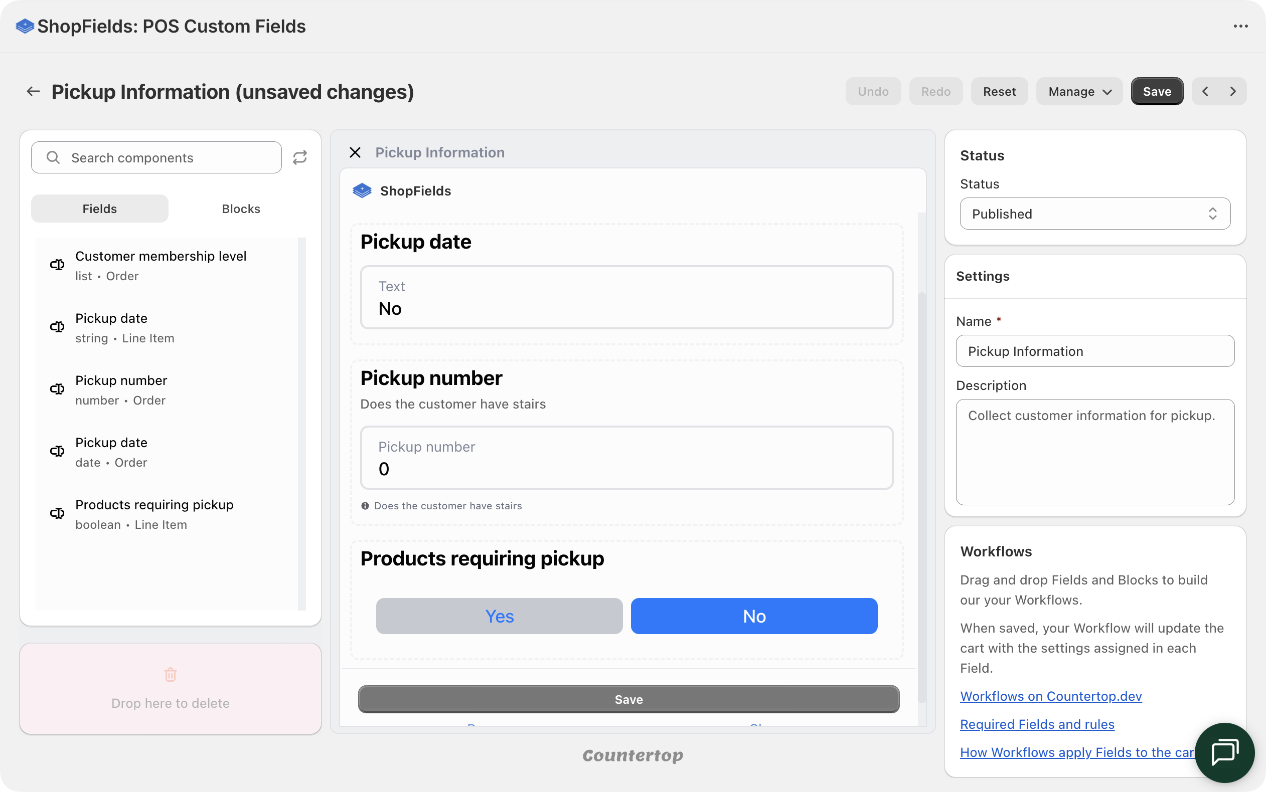 ShopFields Workflow Builder screenshot